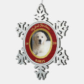 Persoonlijke kerstfoto van Puppy Tin Sneeuwvlok Ornament (Rechts)