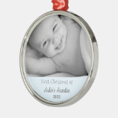 Persoonlijke kerstfoto van tante metalen ornament (Links)