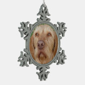 Persoonlijke kerstfoto van Vizsla Tin Sneeuwvlok Ornament (Links)