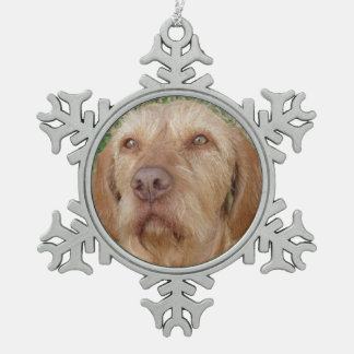Persoonlijke kerstfoto van Vizsla Tin Sneeuwvlok Ornament