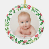 Persoonlijke kerstfoto voor baby's keramisch ornament (Voorkant)