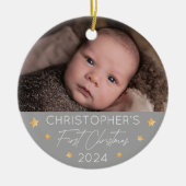 Persoonlijke kerstfoto voor baby's keramisch ornament (Voorkant)
