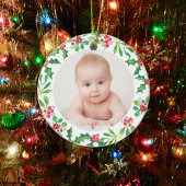 Persoonlijke kerstfoto voor baby's keramisch ornament
