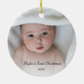 Persoonlijke kerstfoto voor baby's keramisch ornament (Achterkant)
