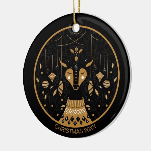 Persoonlijke kerstfoto voor rendieren keramisch ornament (Links)