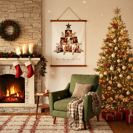 Persoonlijke kerstfoto's boom hangend wandkleed