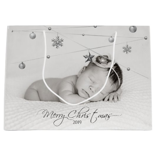 Persoonlijke kerstfoto's en kalligrafie groot cadeauzakje (Voorkant)