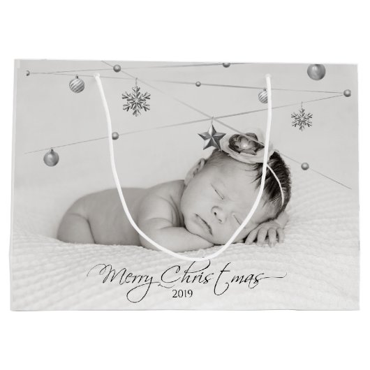 Persoonlijke kerstfoto's en kalligrafie groot cadeauzakje (Achterkant)