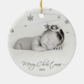 Persoonlijke kerstfoto's en kalligrafie keramisch ornament (Achterkant)