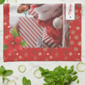 Persoonlijke kerstfoto's Feestdagen Theedoek (Gevouwen)