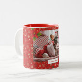 Persoonlijke kerstfoto's Feestdagen Tweekleurige Koffiemok (Voorkant links)