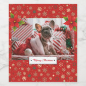 Persoonlijke kerstfoto's Feestdagen Wijn Etiket (Enkel label)