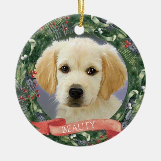 Persoonlijke kerstfoto's keramisch ornament (Voorkant)