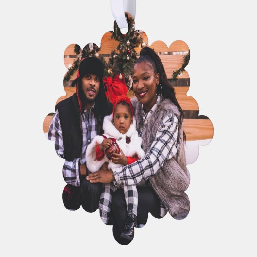 Persoonlijke kerstfoto's ornament kaart (Links)
