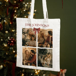 Persoonlijke kerstfoto's van het gezin tote bag
