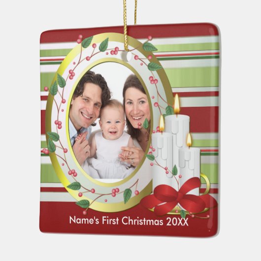 Persoonlijke kerstfoto's voor baby's keramisch ornament (Links)