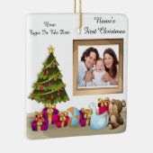 Persoonlijke kerstfoto's voor baby's keramisch ornament (Rechts)