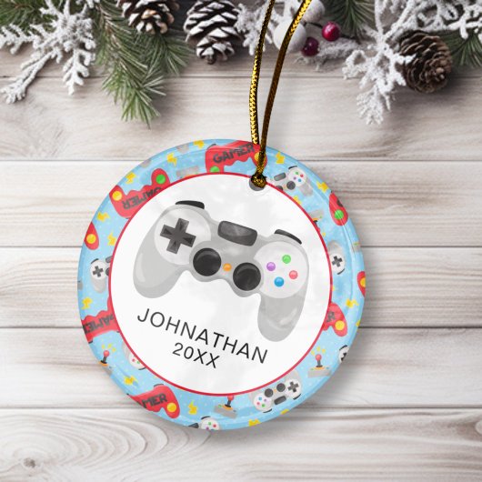 Persoonlijke kerstgamer keramisch ornament
