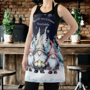 Persoonlijke kerstgnomes in waterverf schort