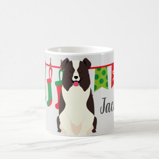 Persoonlijke Kerstgrens Collie Koffiemok (Center)