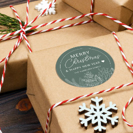 Persoonlijke Kerstgroen Merry Christmas Ronde Sticker