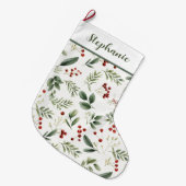Persoonlijke Kerstgroen & Rode Bessen Grote Kerstsok (Voorkant (Hangend))