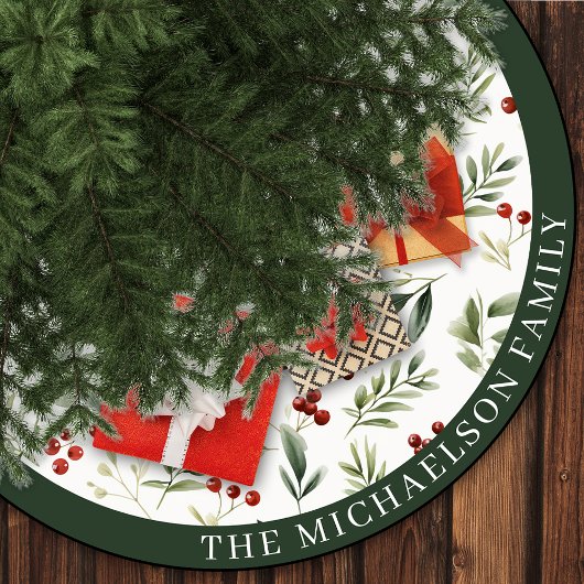 Persoonlijke Kerstgroen & Rode Bessen Kerstboom Rok