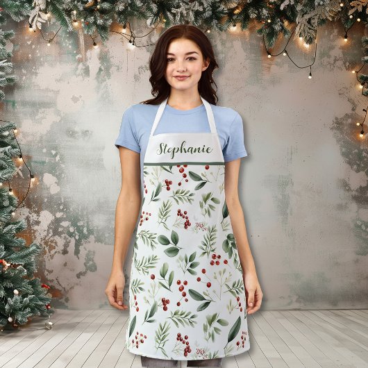 Persoonlijke Kerstgroen & Rode Bessen Schort