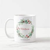 Persoonlijke kerstgroen-waterverf mok (Links)