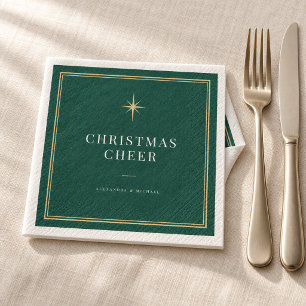 Persoonlijke Kerstgroet Smaragdgroen & Goud Servet