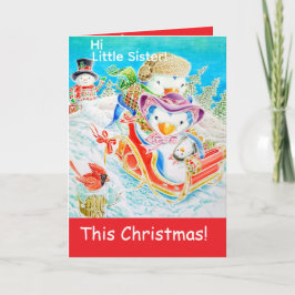 Persoonlijke kerstgroet voor kleine zus kaart