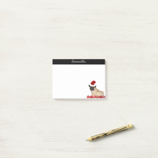 Persoonlijke kersthond postte de notitie post-it® notes (Op bureau)