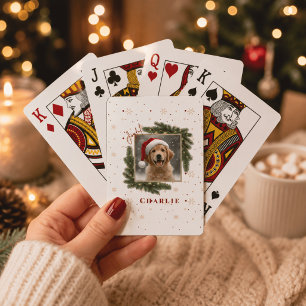 Persoonlijke kersthuisdierfoto – Kerst Pokerkaarten