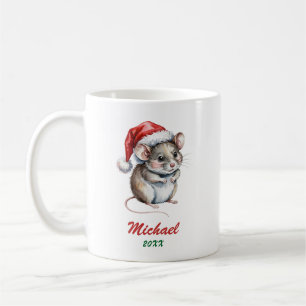 Persoonlijke Kersthuisdierrat met Kerstmanhoed Koffiemok