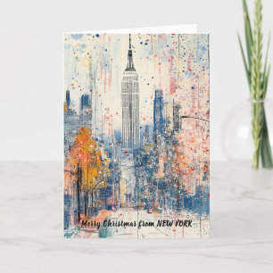 Persoonlijke kerstillustratie vanuit NYC Feestdagen Kaart