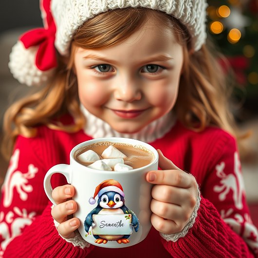Persoonlijke kerstingpinguïn koffiemok