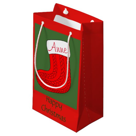 Persoonlijke kerstinslag klein cadeauzakje (Voorkant Gekanteld)
