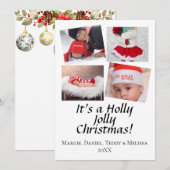 Persoonlijke Kerstkaart met 4 foto's en ornamenten (Voorkant / Achterkant)