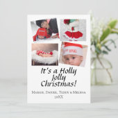 Persoonlijke Kerstkaart met 4 foto's en ornamenten (Staand voorkant)