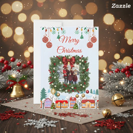 Persoonlijke kerstkaart met familiefoto save the date