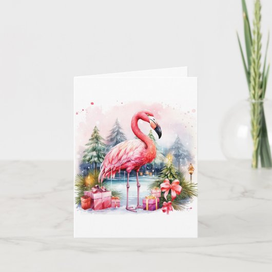 Persoonlijke Kerstkaart met Flamingo Feestdagen Kaart (Voorkant)