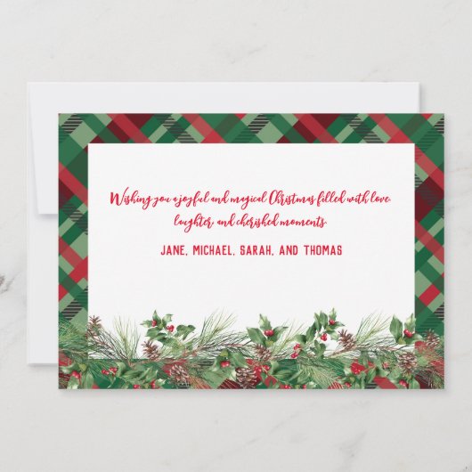 Persoonlijke kerstkaart met foto en plaid Holiday Kaart (Achterkant)