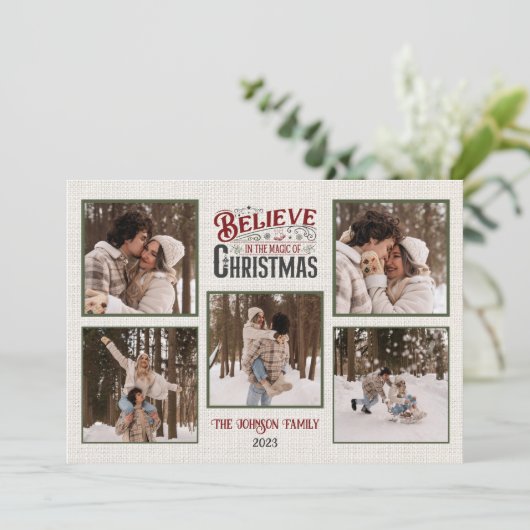 Persoonlijke kerstkaart met foto's (Staand voorkant)