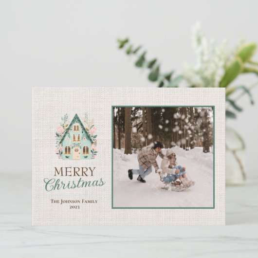 Persoonlijke kerstkaart met foto's (Staand voorkant)