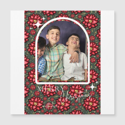 Persoonlijke Kerstkaart met Poinsettia (Voorkant)