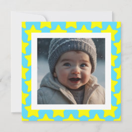 Persoonlijke kerstkaart met sterren en babyfoto
