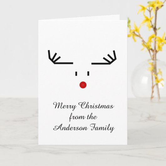 Persoonlijke kerstkaart - Rudolph Red Nose Kaart (Gele Bloem)