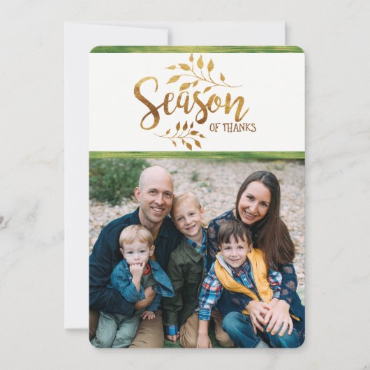 Persoonlijke kerstkaart 'Seizoen van dank' 5 foto' (Voorkant)