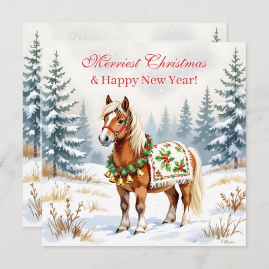 Persoonlijke Kerstkaart Shetlandpony (Voorkant / Achterkant)