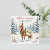 Persoonlijke Kerstkaart Shetlandpony (Staand voorkant)